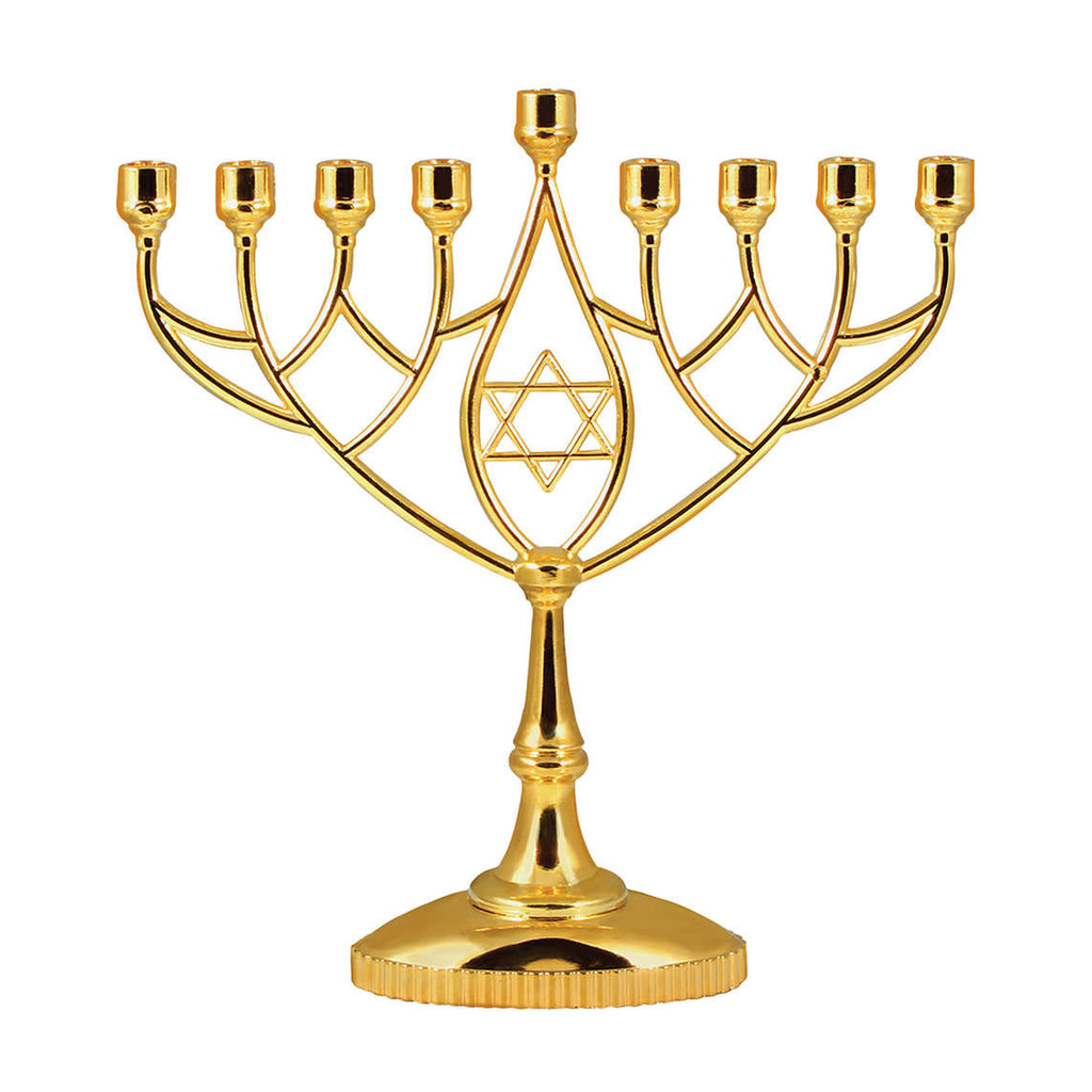 Gold Tone Classic Hanukkah Menorah - Geometric