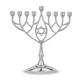 Silver Tone Classic Hanukkah Menorah - Geometric