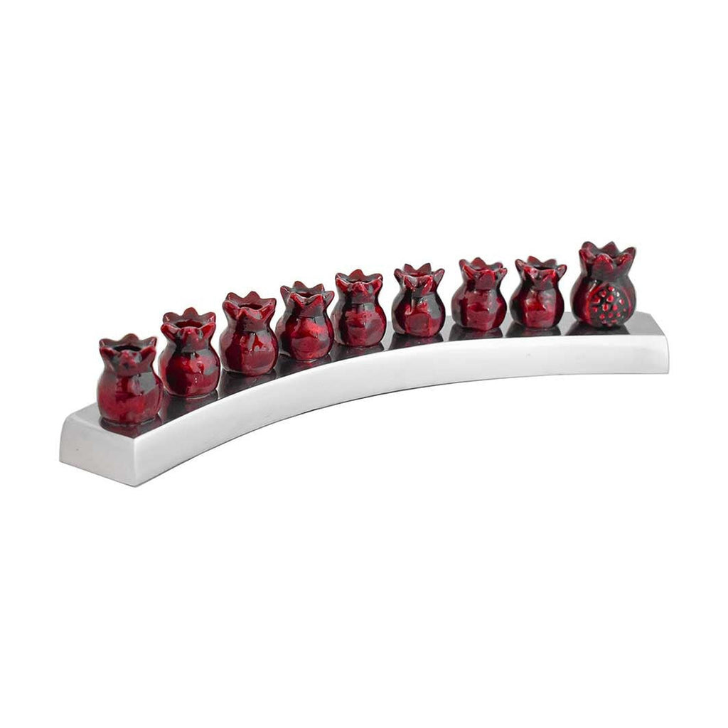 Nickel Plated and Enamel Pomegranates Menorah