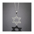 Magen David Necklace with Crystals, Silver