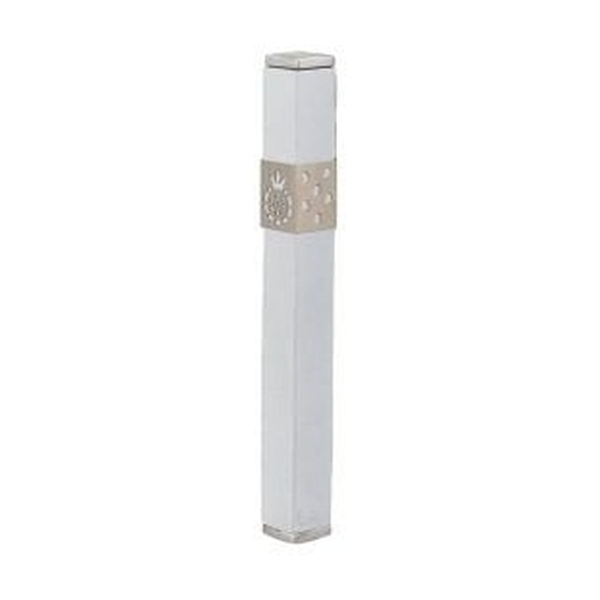 Mezuzah Case, Aluminum, 12cm- White Pomegranate
