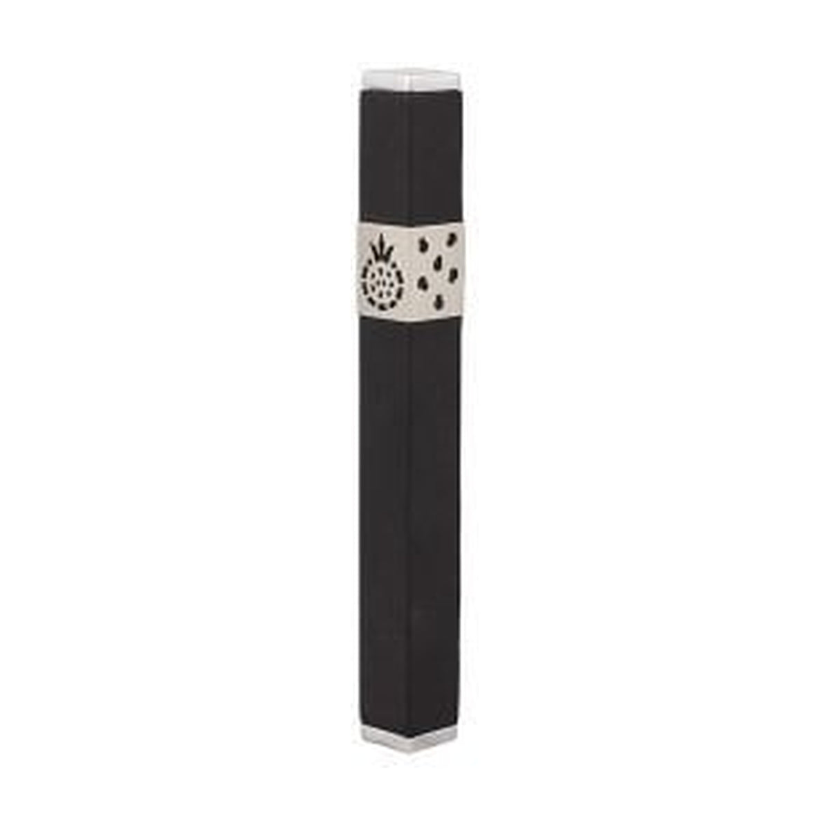Mezuzah Case, Aluminum,  Black Pomegranate 12cm