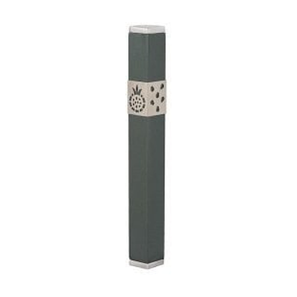 Mezuzah Case, Aluminum, 12cm- Dark Grey pomegranate