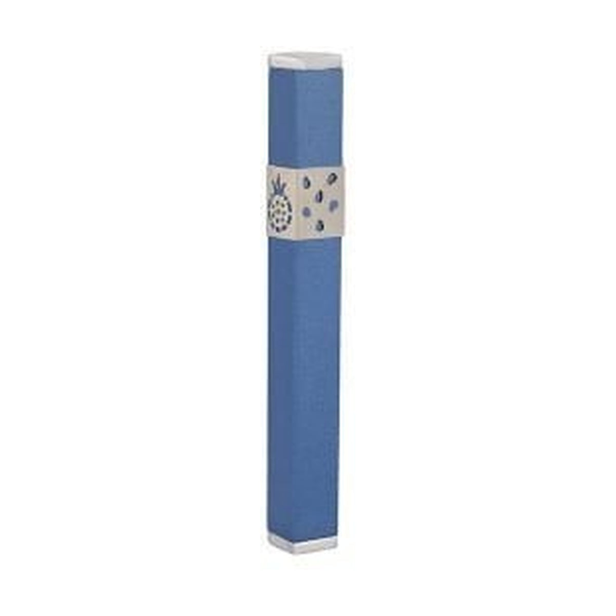 Mezuzah Case, Aluminum, 12cm- Blue pomegranate