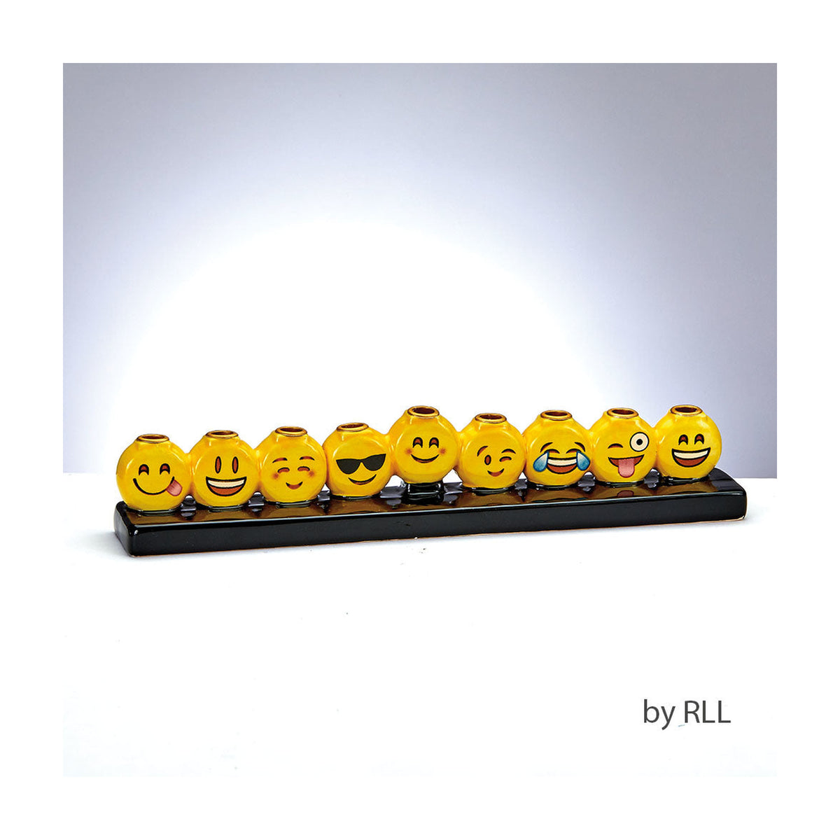 Ceramic Chanukah Menorah, Emoji