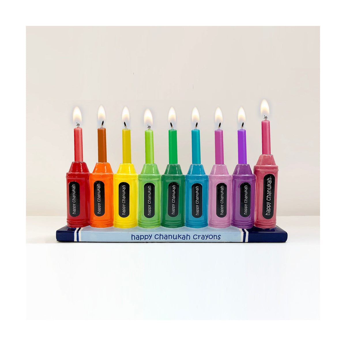 Crayons Hand Painted Ceramic Menorah