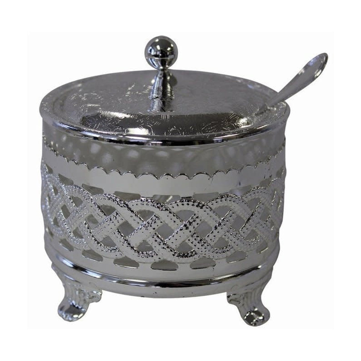 Charoset Dish, Pewter/Glass on Legs