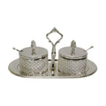 Charoset Dish Set with Tray Silver/Glass