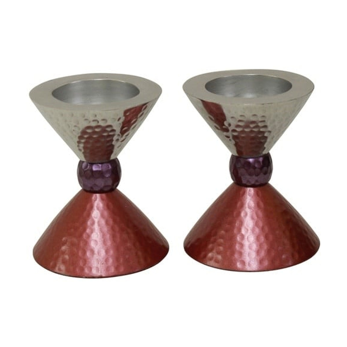 Hammered Tea Light Candlesticks, Pink Tones