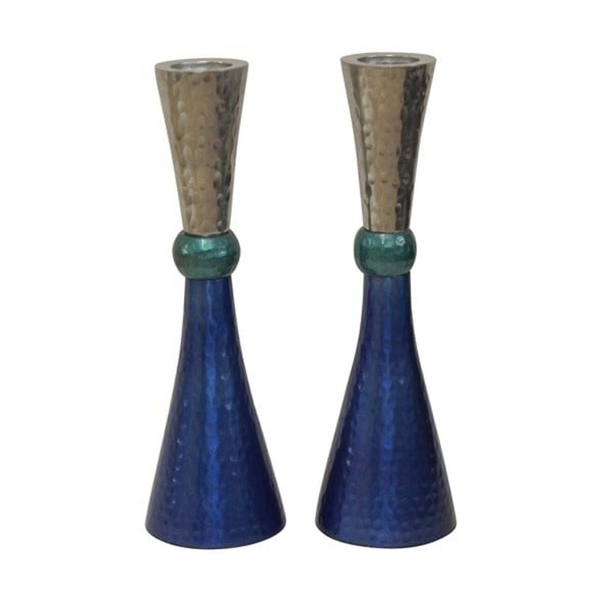 Hammered Candlesticks, Blue Tones