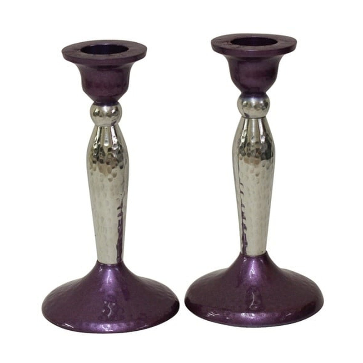 Hammered Candlesticks Set, Purple