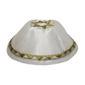 Kippah, White Satin, Small Gold Magen David