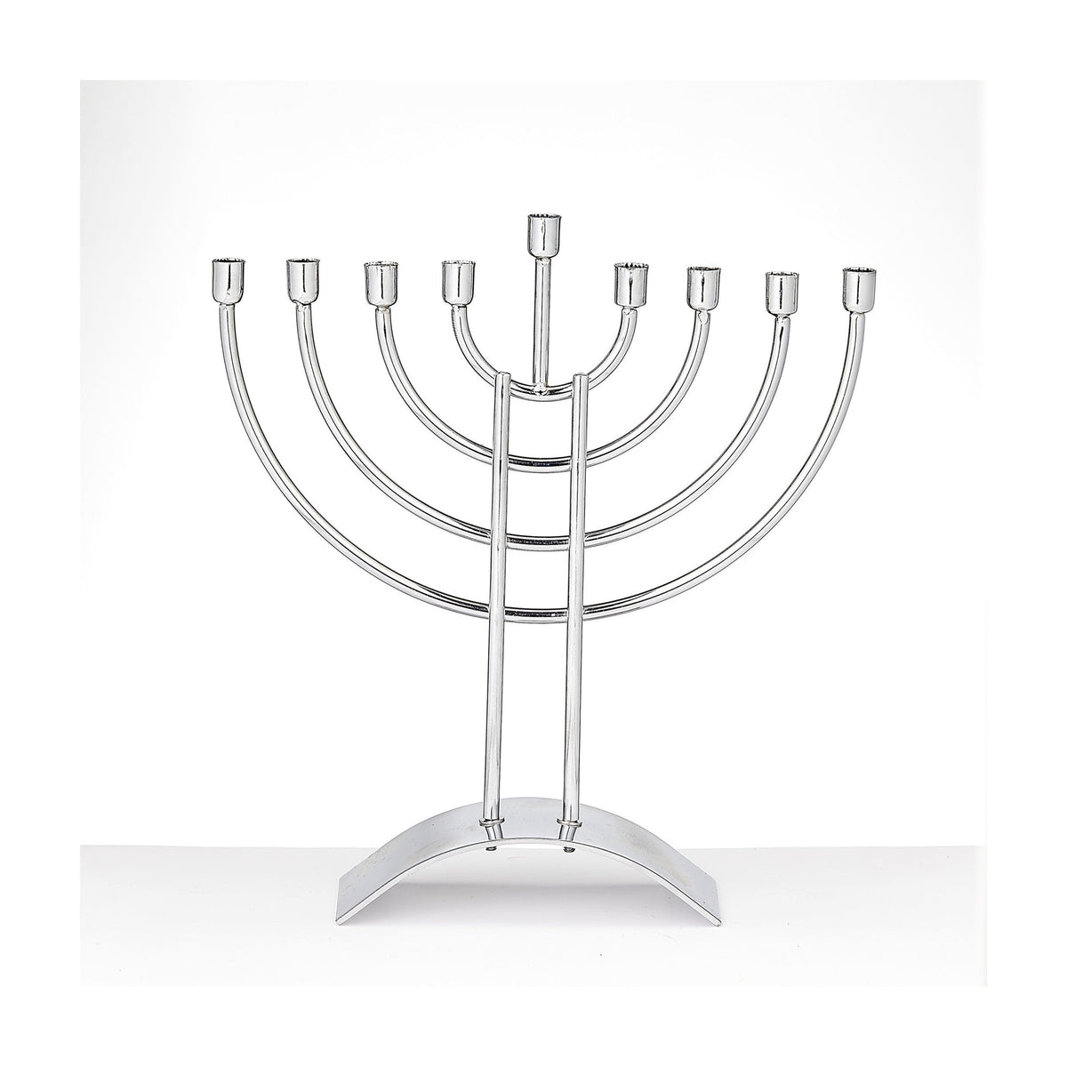 Menorah, Traditional Design, Steel with Chrome Plating