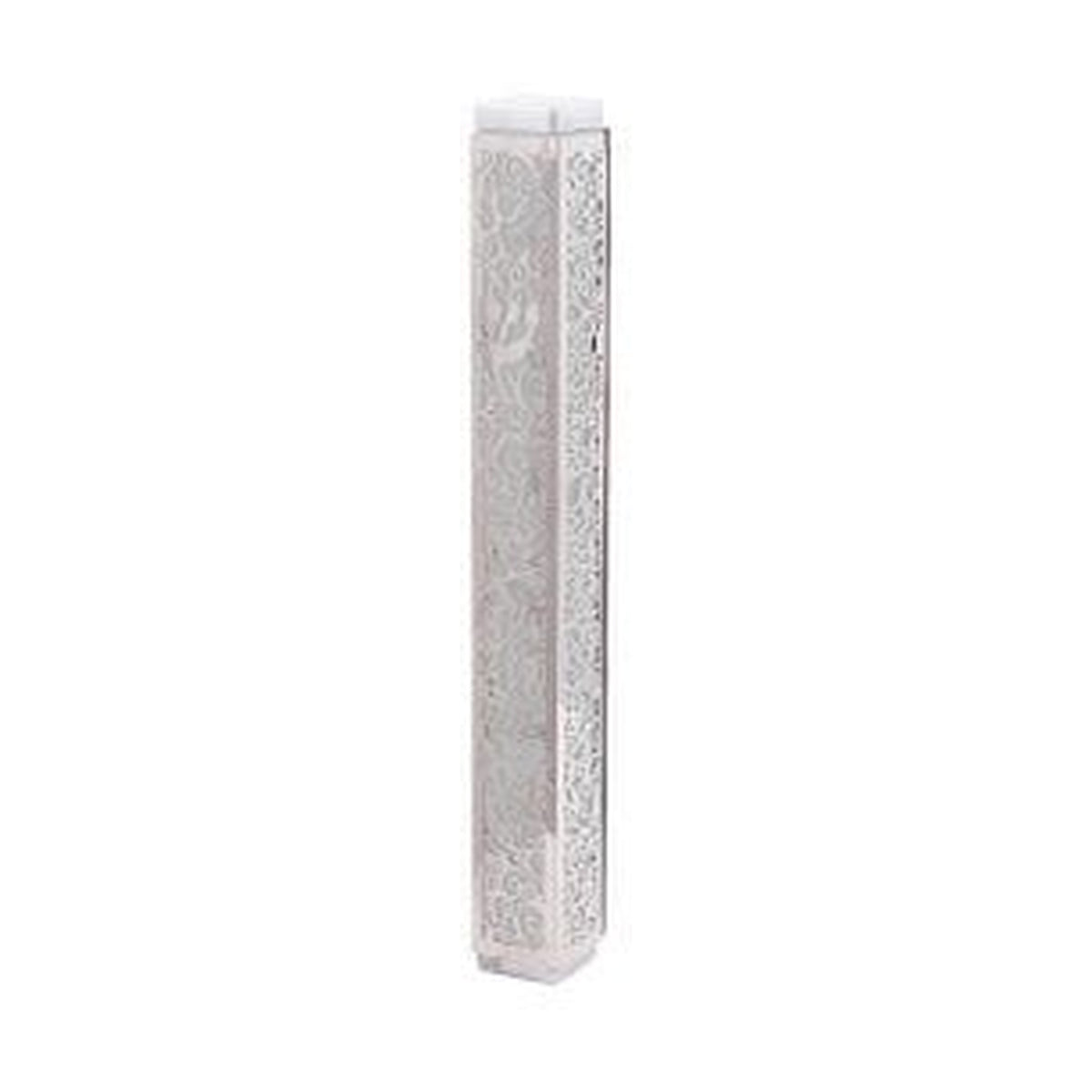 Mezuzah Case, Aluminum, 12cm- Grey Pomegranate Pattern