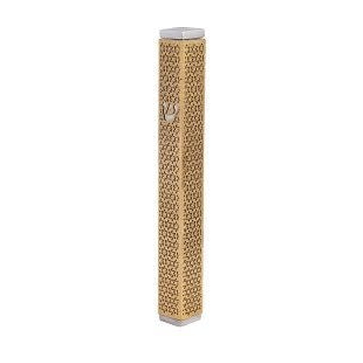 Mezuzah Case, Aluminum, 12cm- Gold Magen David Pattern