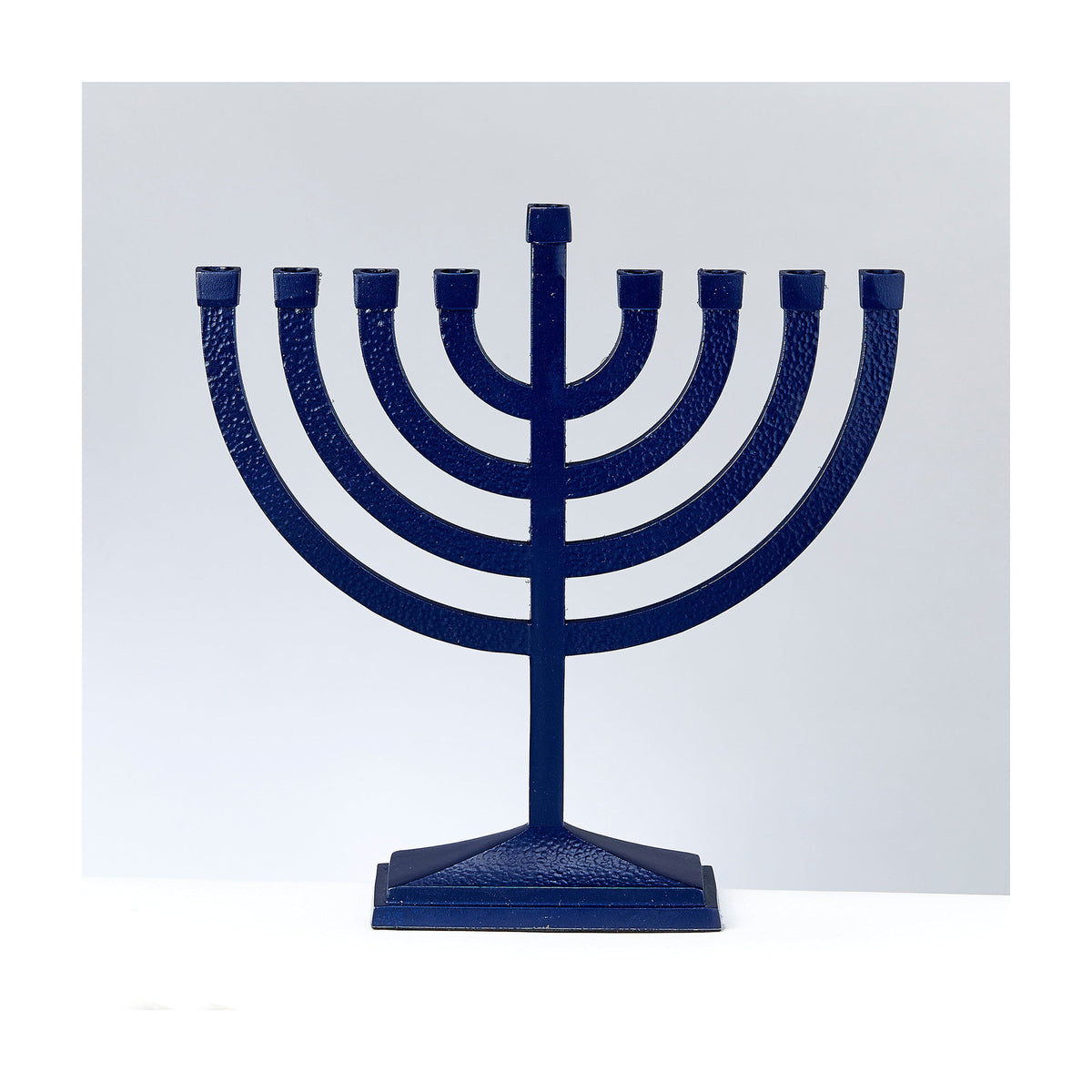 Traditional Hammered Menorah - Navy Matte Finish