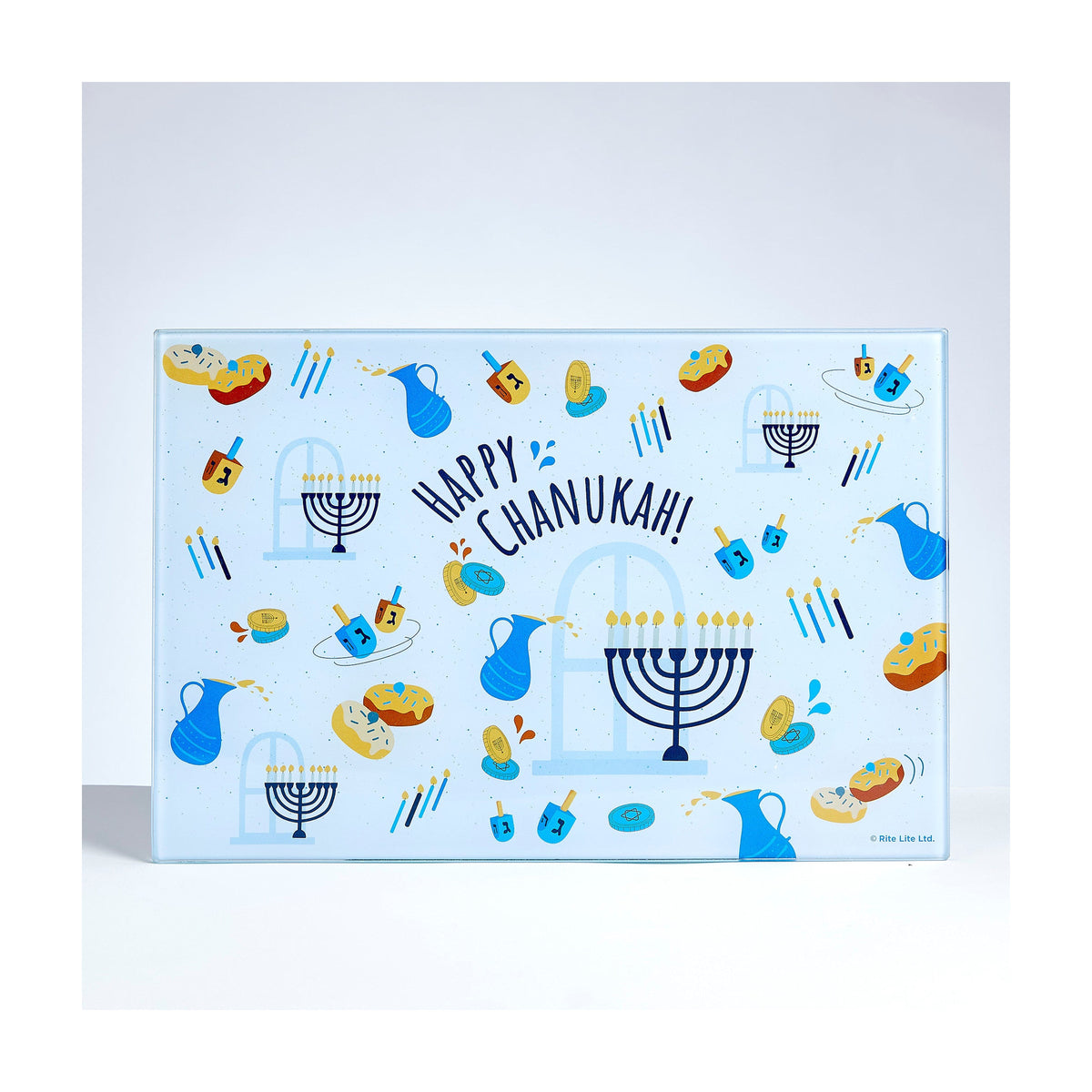 Whimsical Tempered Glass Menorah Drip Tray
