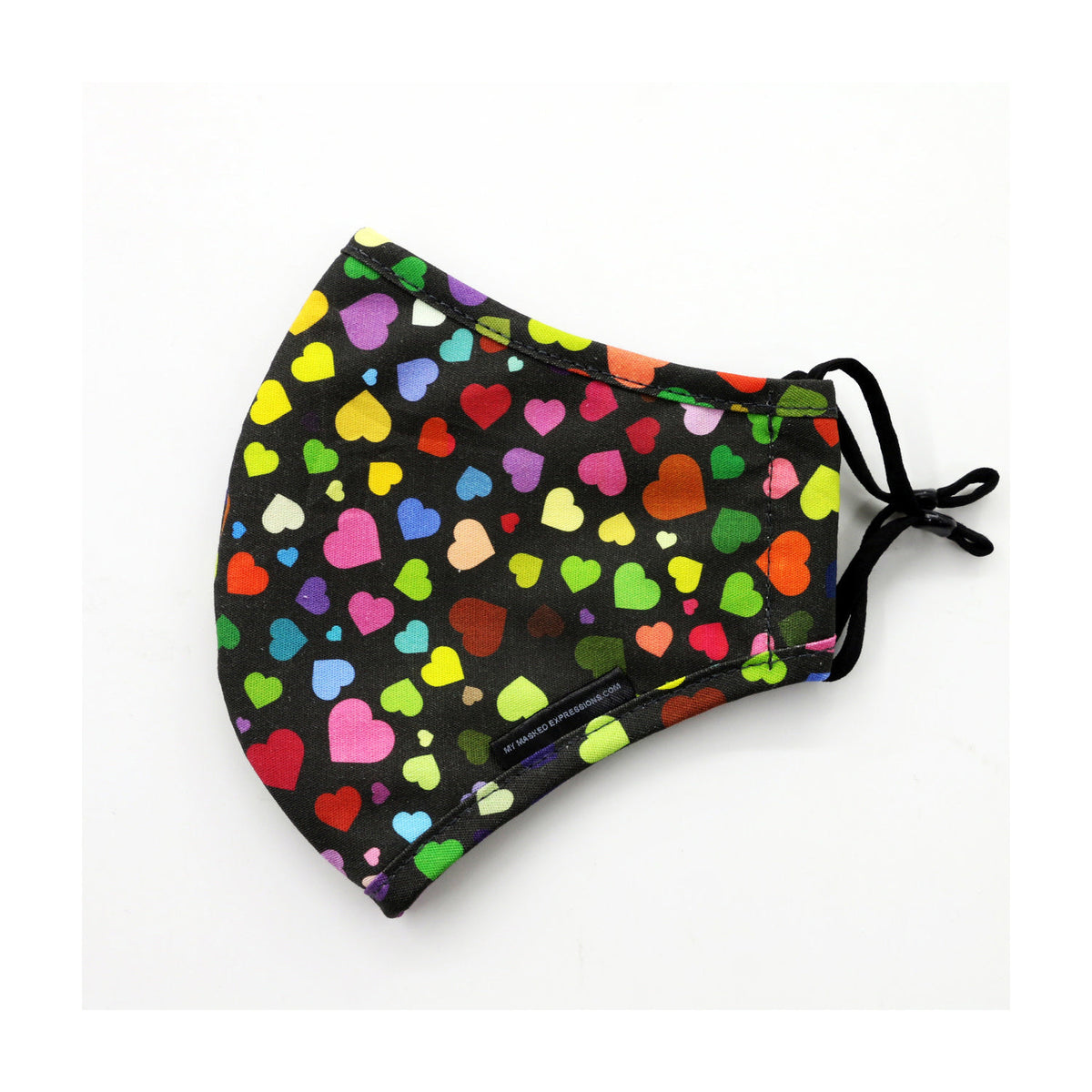Kids' Size Mask, Multicoloured Hearts