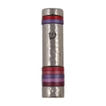 Hammered Aluminum Mezuzah Case, 10cm- Red and Purple Rings