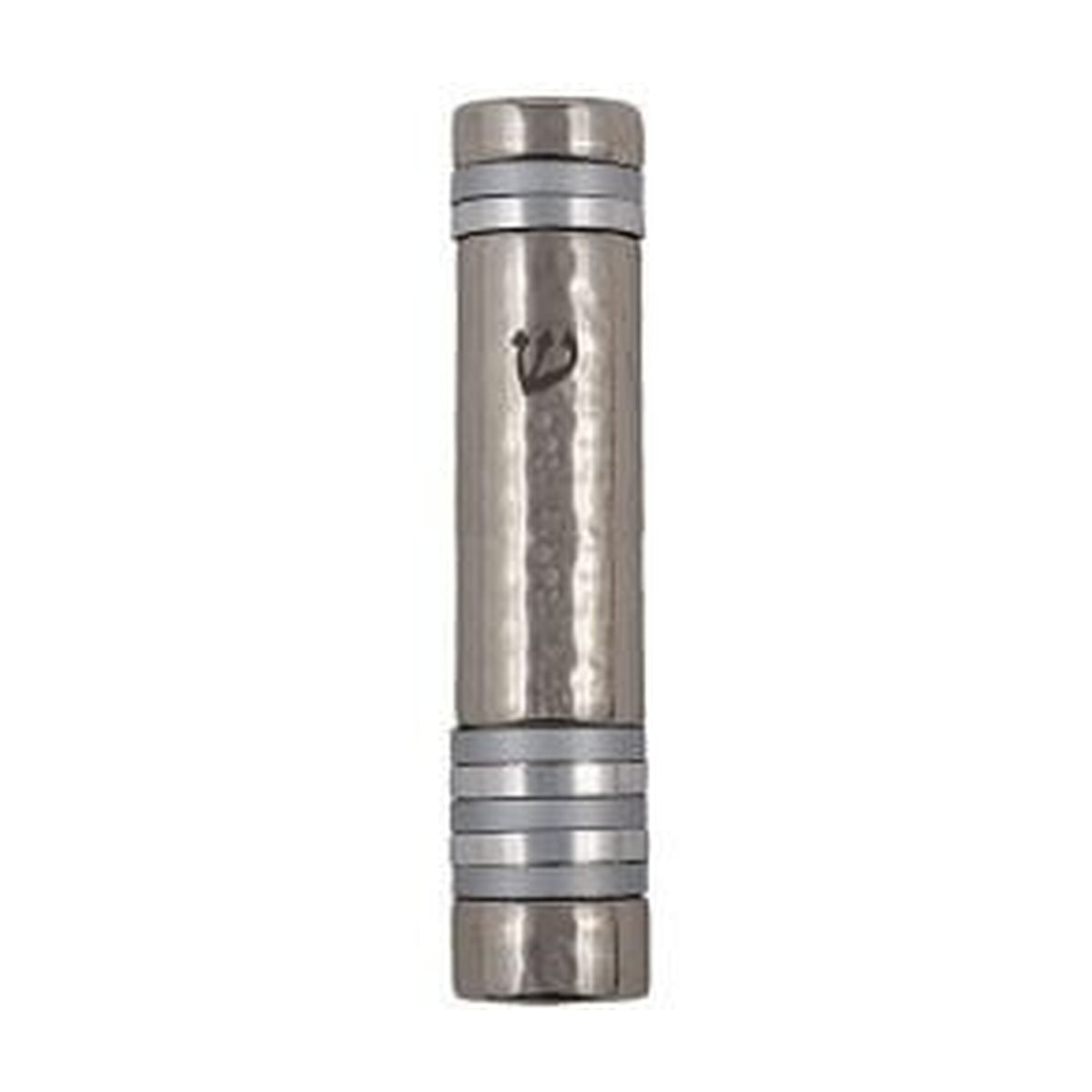Mezuzah Case, Aluminum, 12cm- Silver and Grey Rings