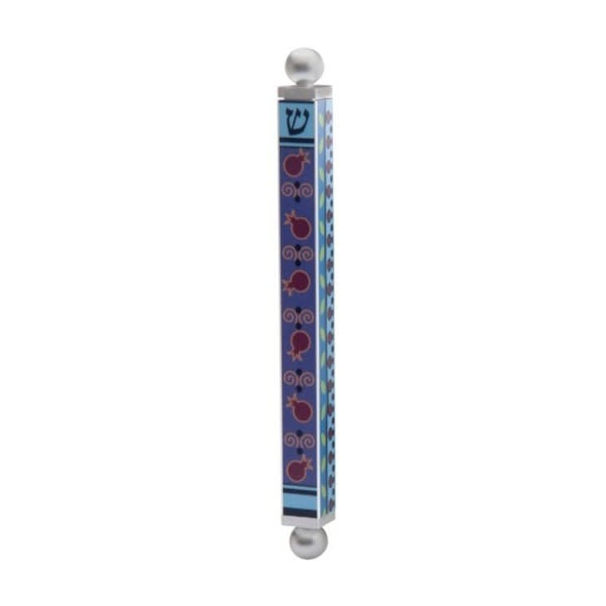 Mezuzah Case, Printed Aluminum- Pomegranate Design