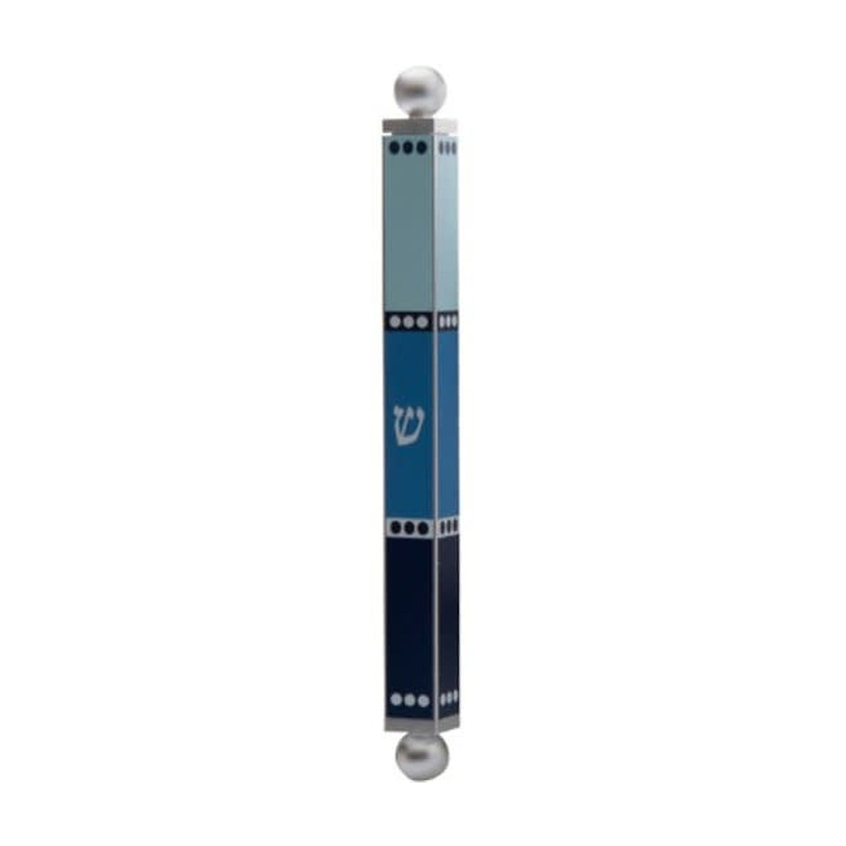 Mezuzah Case, Printed Aluminum- Dotted Blue