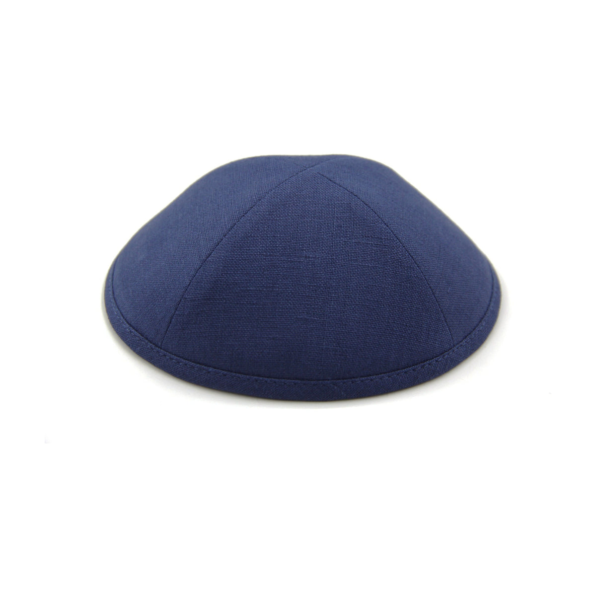 Navy Blue Linen Kippah with Navy Blue Lining, 17cm