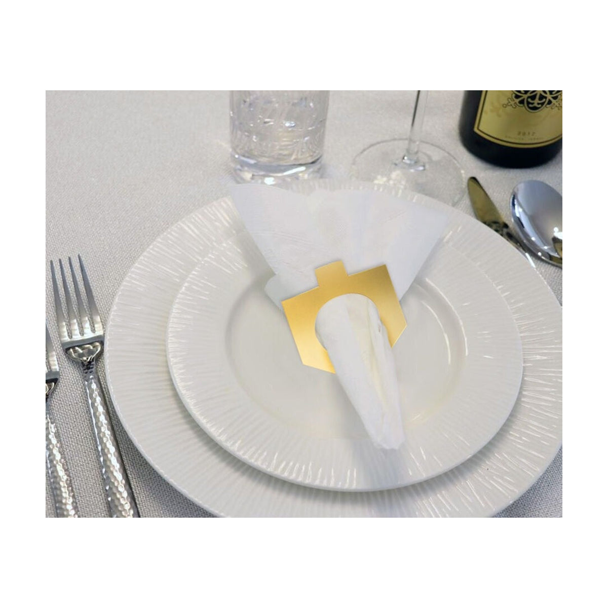 Chanukah Lucite Napkin Rings, Gold Colour, 4-Pack