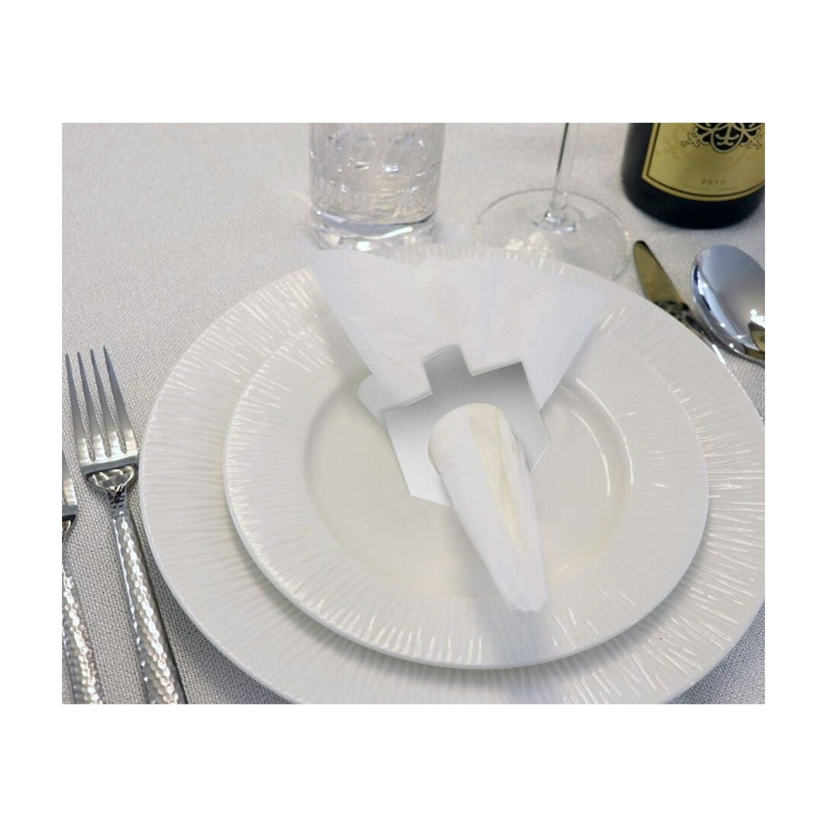 Chanukah Lucite Napkin Rings, Silver Colour, 4-Pack