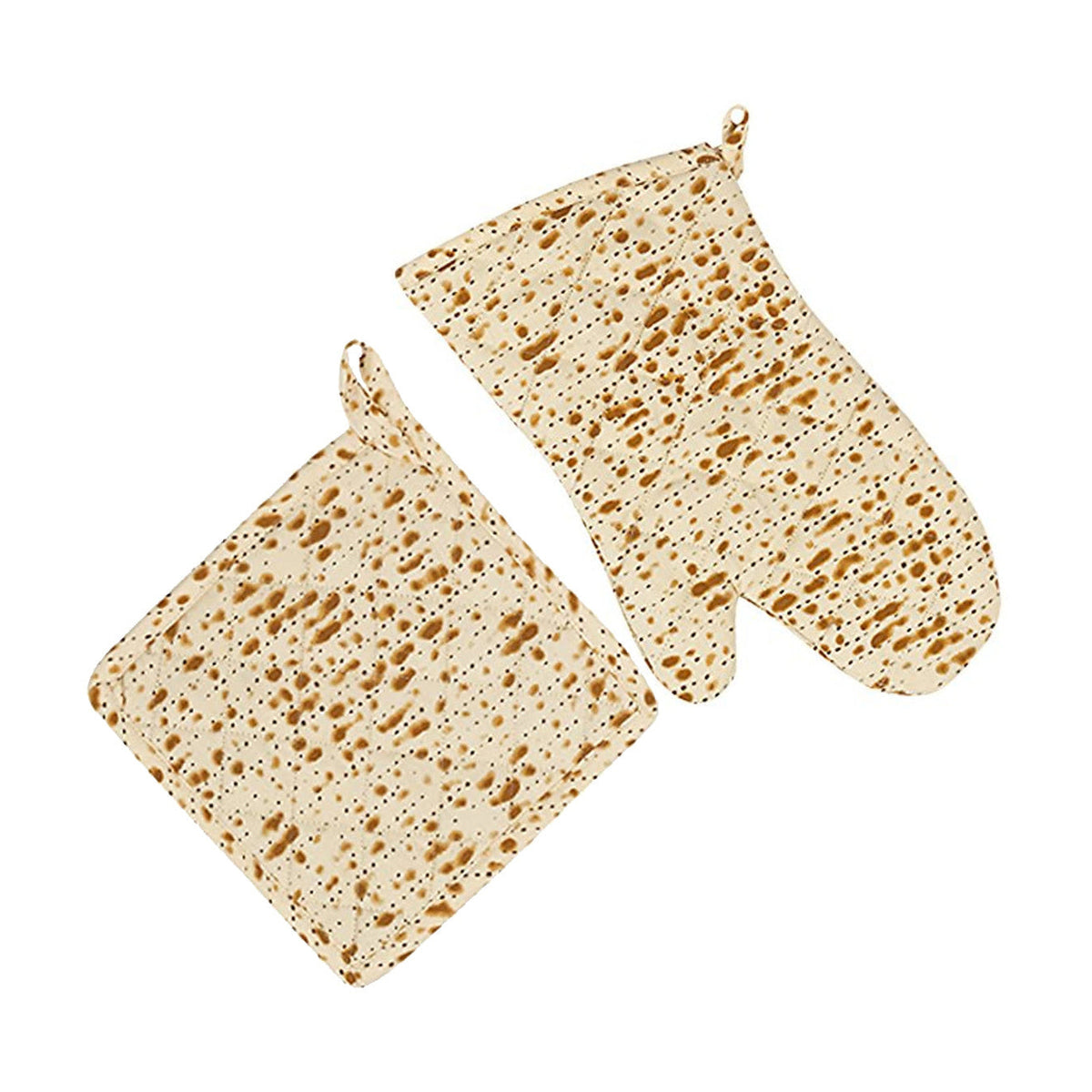 Matzah Print Oven Mitt and Pot Holder Set