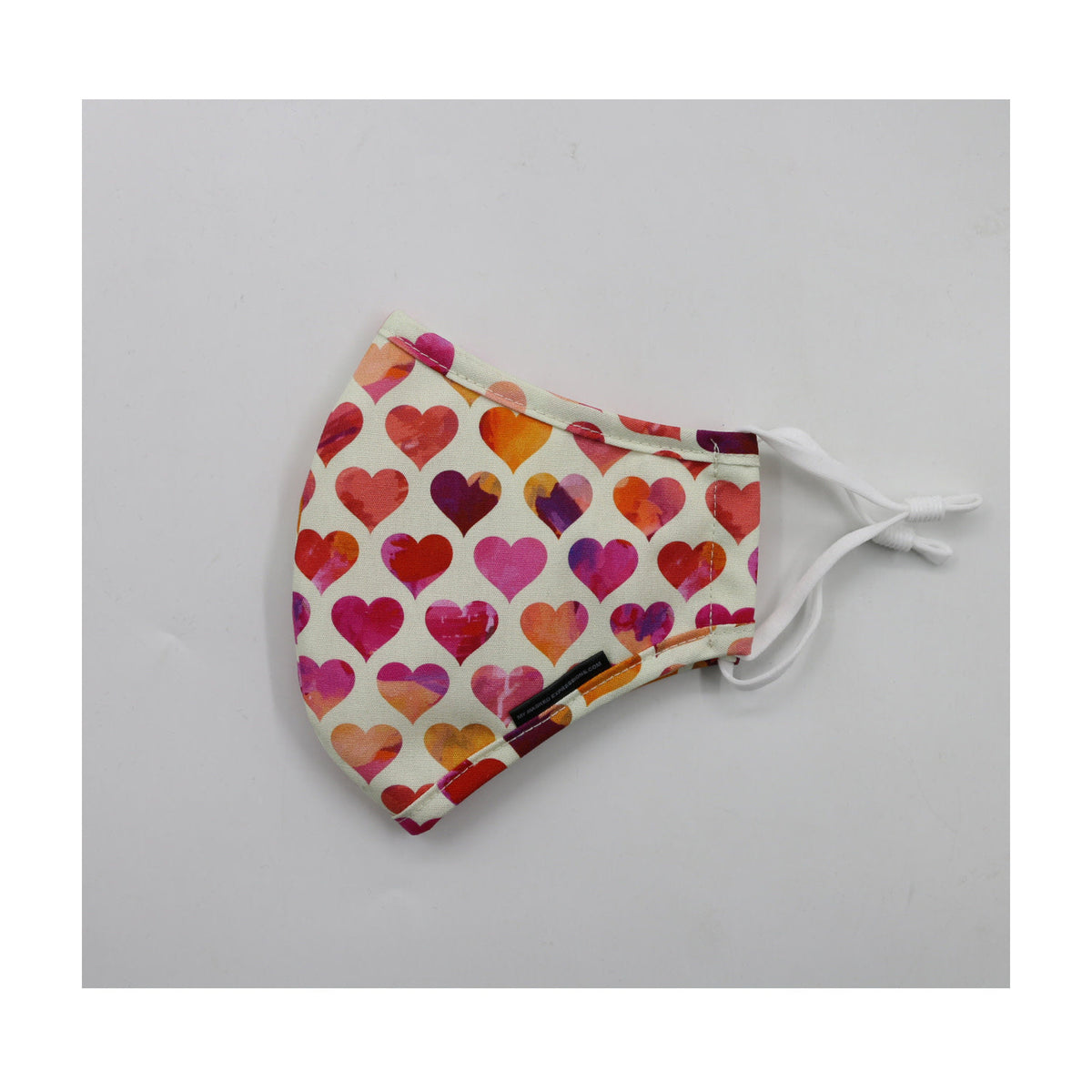 Kids' Size Mask, Pink Hearts
