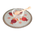 Glass Pomegranate Shaped Honey Dish + Wooden Spoon