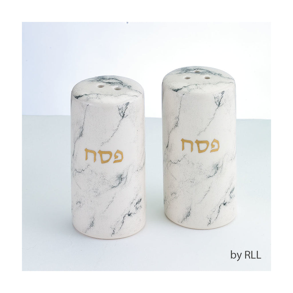 Salt & Pepper Shakers, Gold Accents, Ceramic