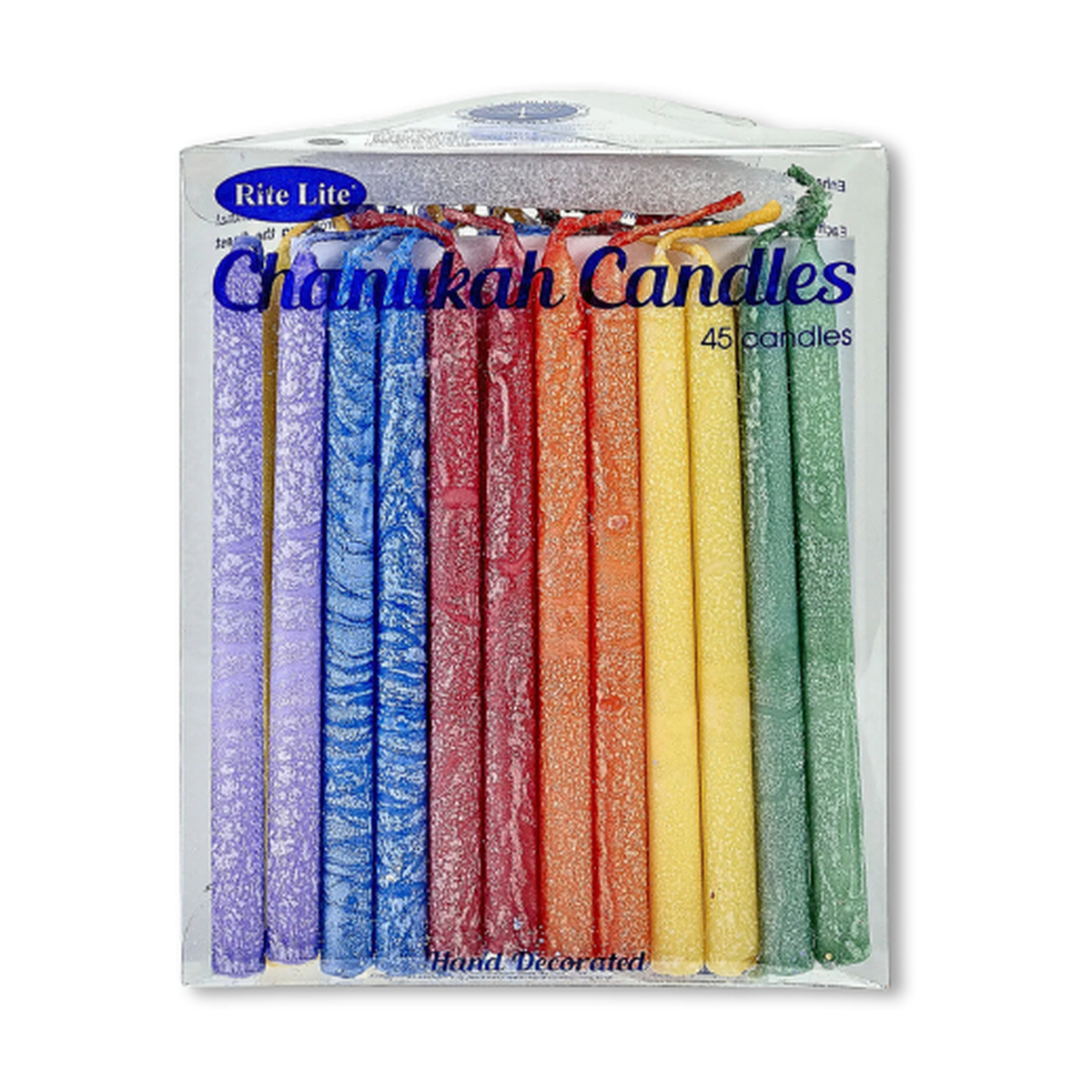 Premium Chanukah Candles, 45pcs Rainbow