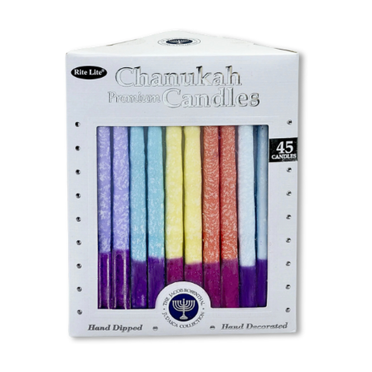 Premium Chanukah Candles, Multicolour Frosted Rustic