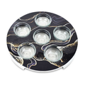 Aluminum Seder Plate with Black Marble Design