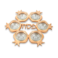 Pomegranate Seder Plate with Glass Liners - Brass