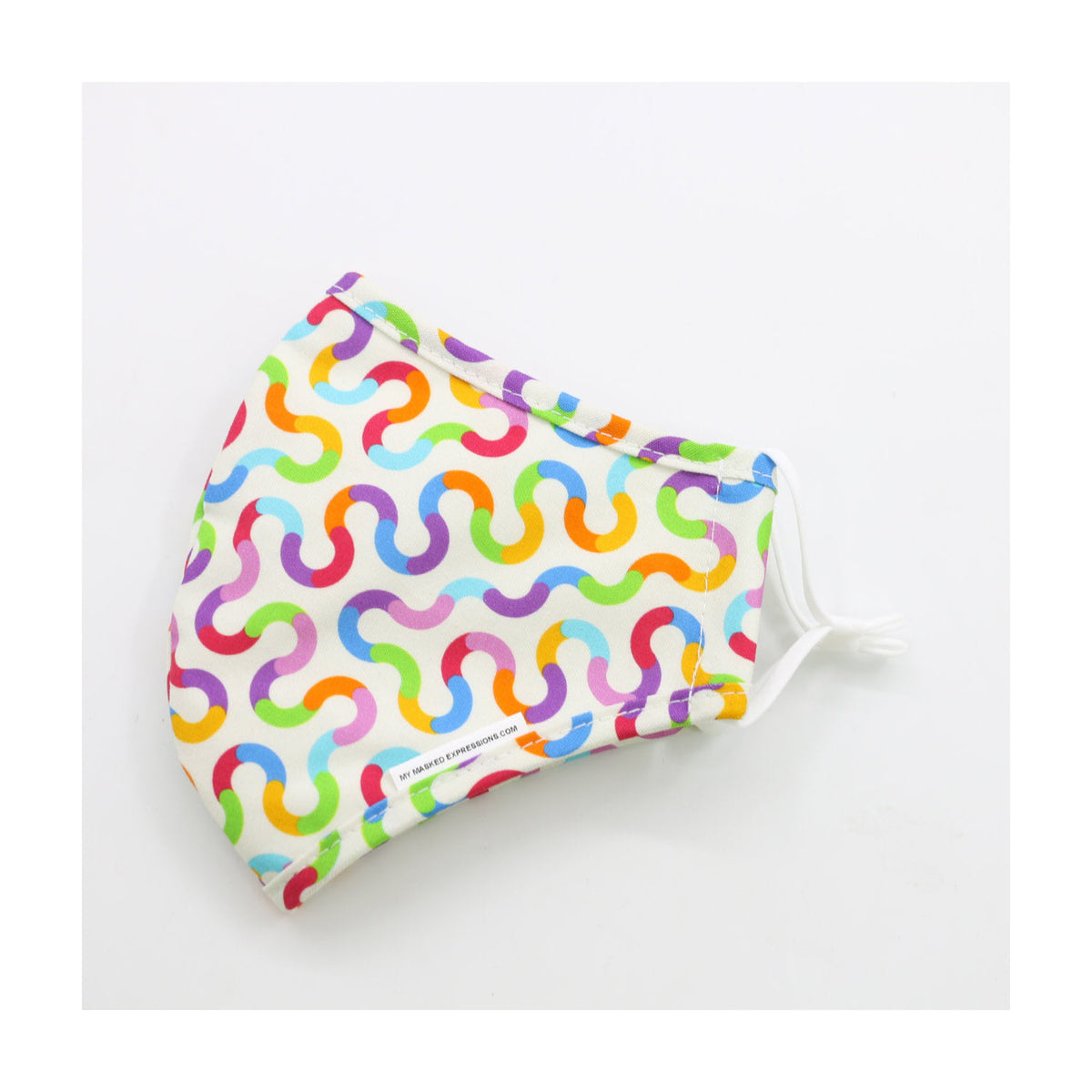 Adult Size Mask, Rainbow Squiggles