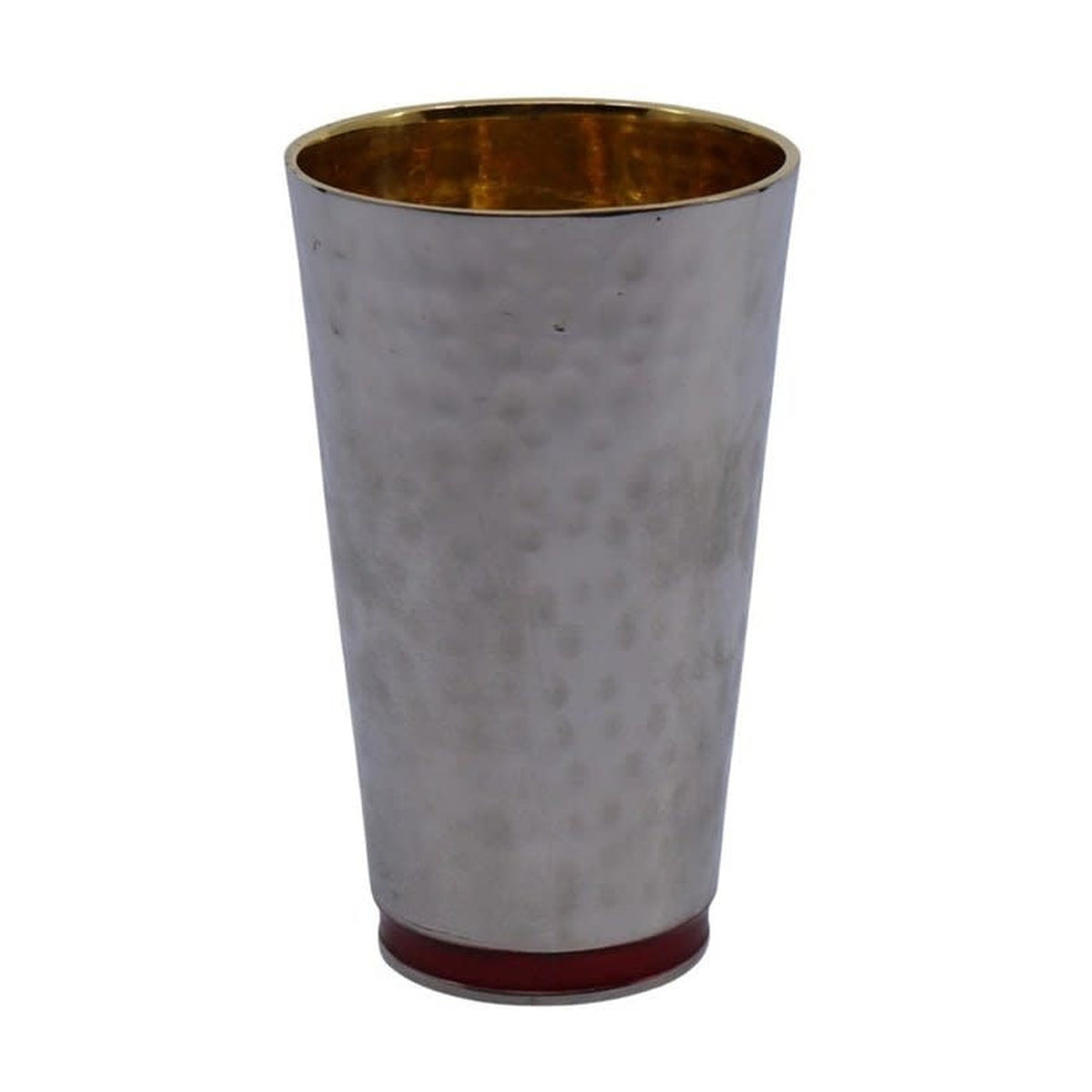 Kiddush Cup Nickel Hammered with Red Ring