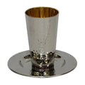 Nickel Kiddush Cup Set, Hammered