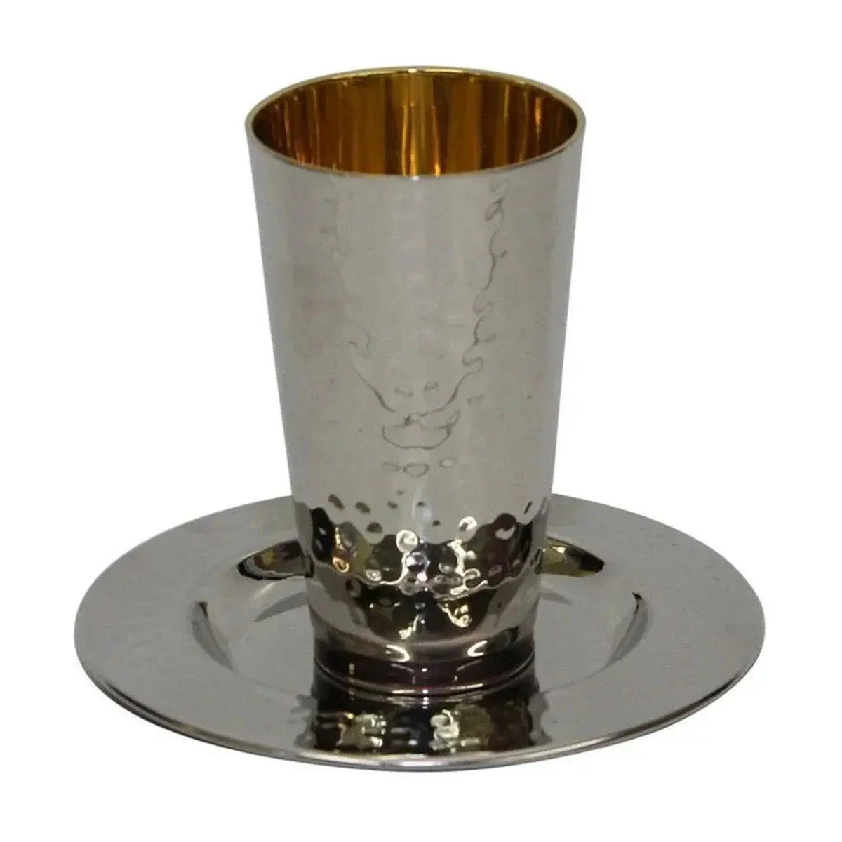 Nickel Kiddush Cup Set, Hammered