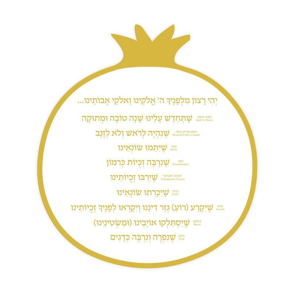 Rosh Hashanah Simanim Card, Lucite with Gold