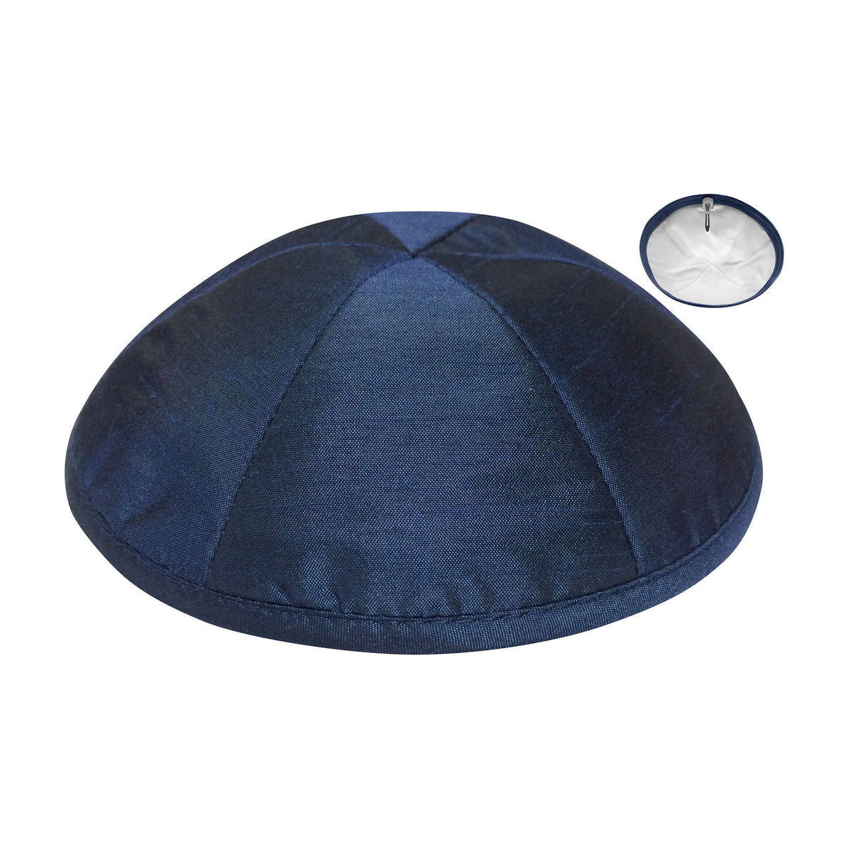 Navy Raw Silk Kippah