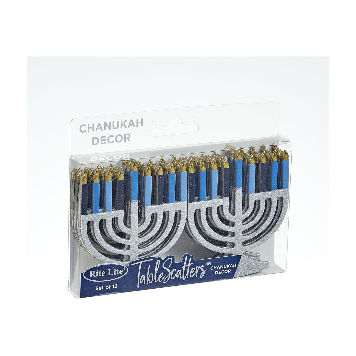 Chanukah Tablescatters, 12 Foiled & Glittered Menorahs