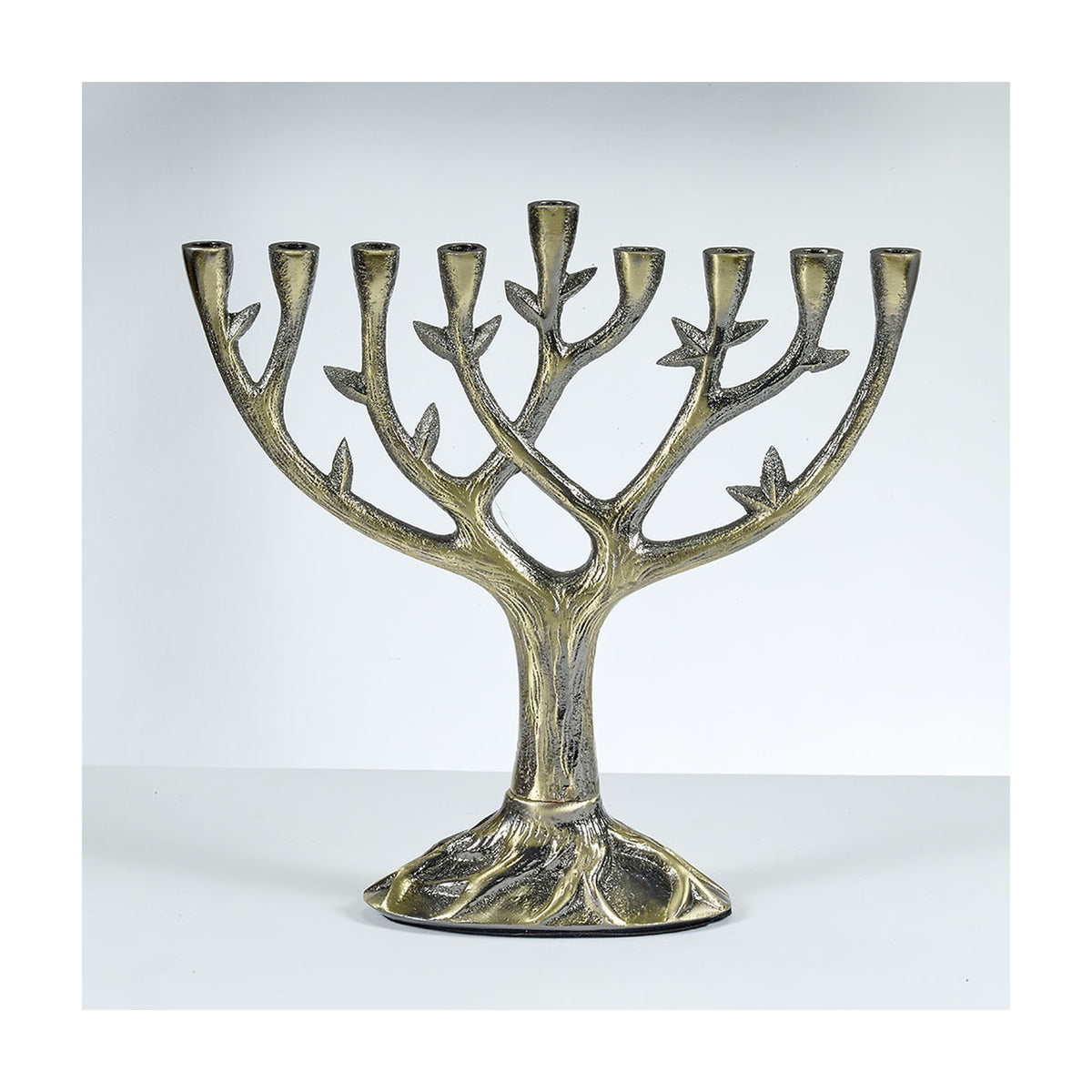 Textured ''Tree of Life'' Menorah, Medium - Antique Bronze