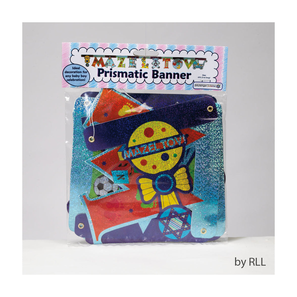 Large "Mazel Tov" Baby Boy Colorful Prismatic Banner