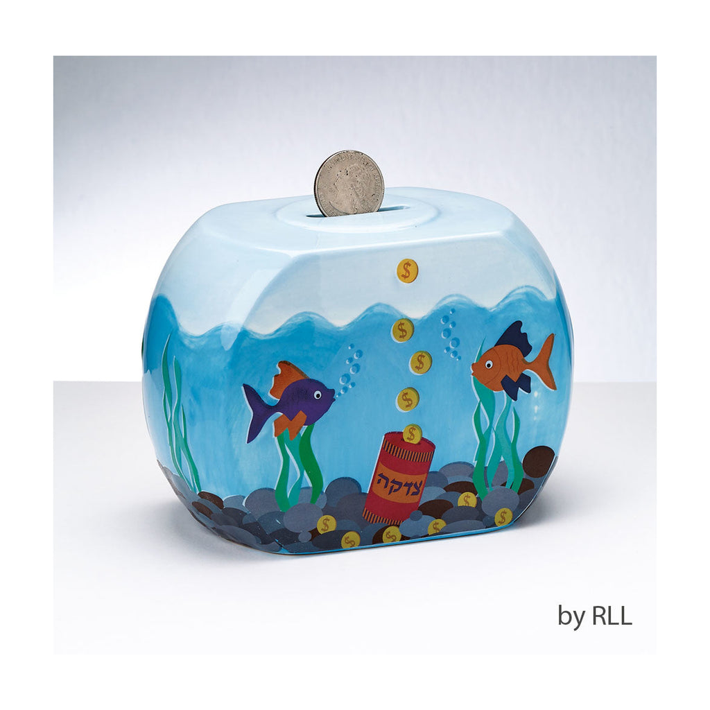 Goldfish Bowl Ceramic Tzedakah Box
