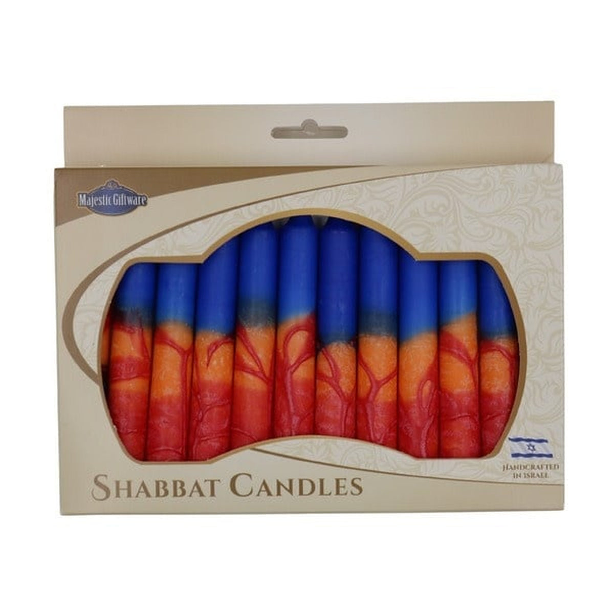 Safed Shabbat Candle - Harmony Red/Blue - 5.5"