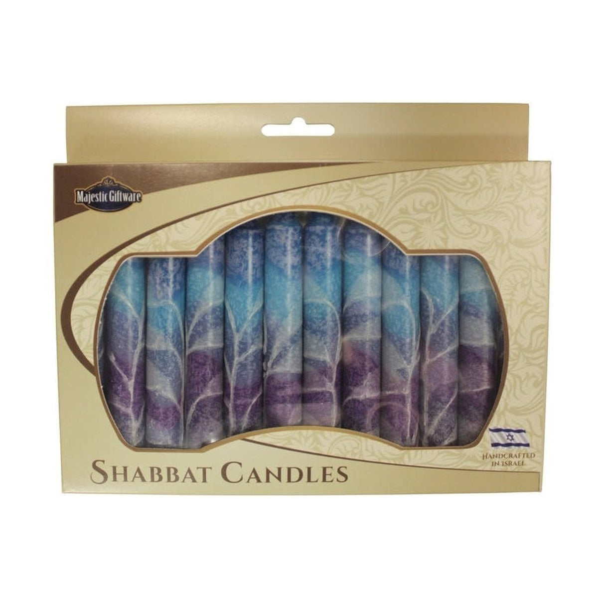 Safed Shabbat Candle - Fantasy Blue - 5.5"