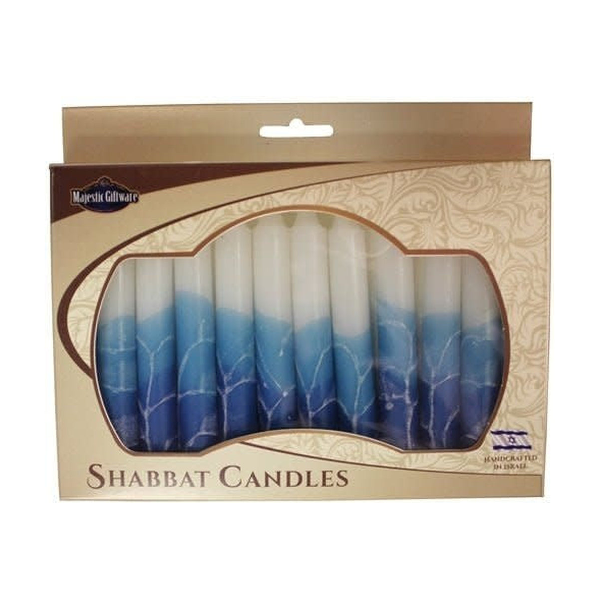 Safed Shabbat Candle - White Turquoise - 5.5"